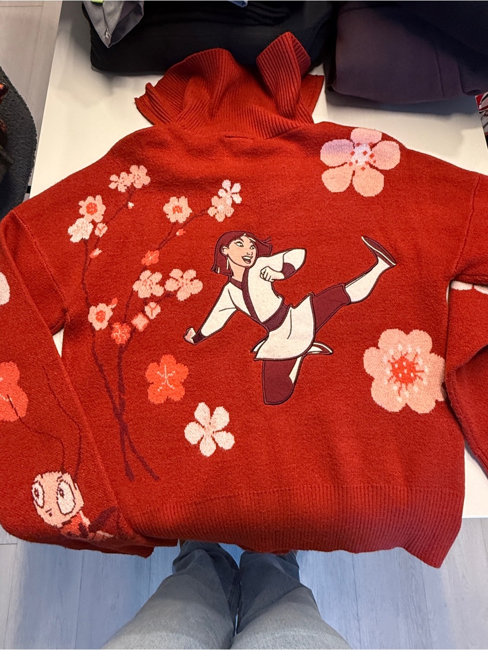 Disney Red Floral Mulan Turtleneck Sweater - Women's